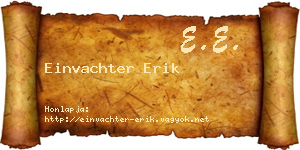 Einvachter Erik névjegykártya